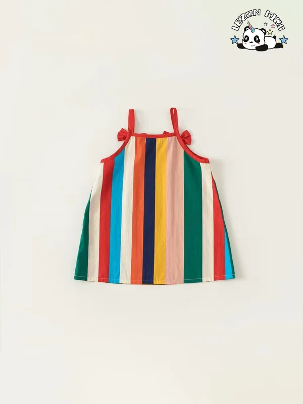 LEZONKIDS - Wholesale New Trends Multi-colors Latest Spaghetti Strap Frocks Girls Party Dresses for Summer